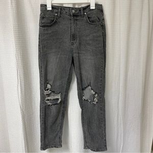 Wild Fable Black Distressed Highest Rise Straight Leg Mom Jeans